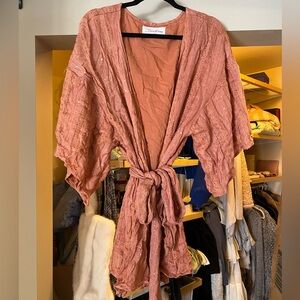 Sparkly Peach Tie-front Beach Dress